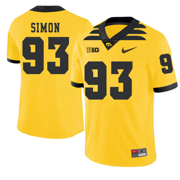 2019 Men #93 Brandon Simon Iowa Hawkeyes College Football Alternate Jerseys Sale-Gold - Click Image to Close